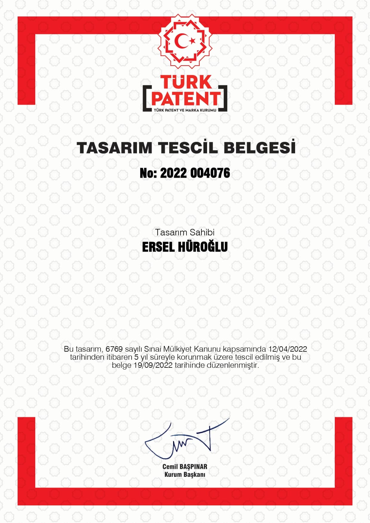 Tasarım Belgesi 2022/004076
