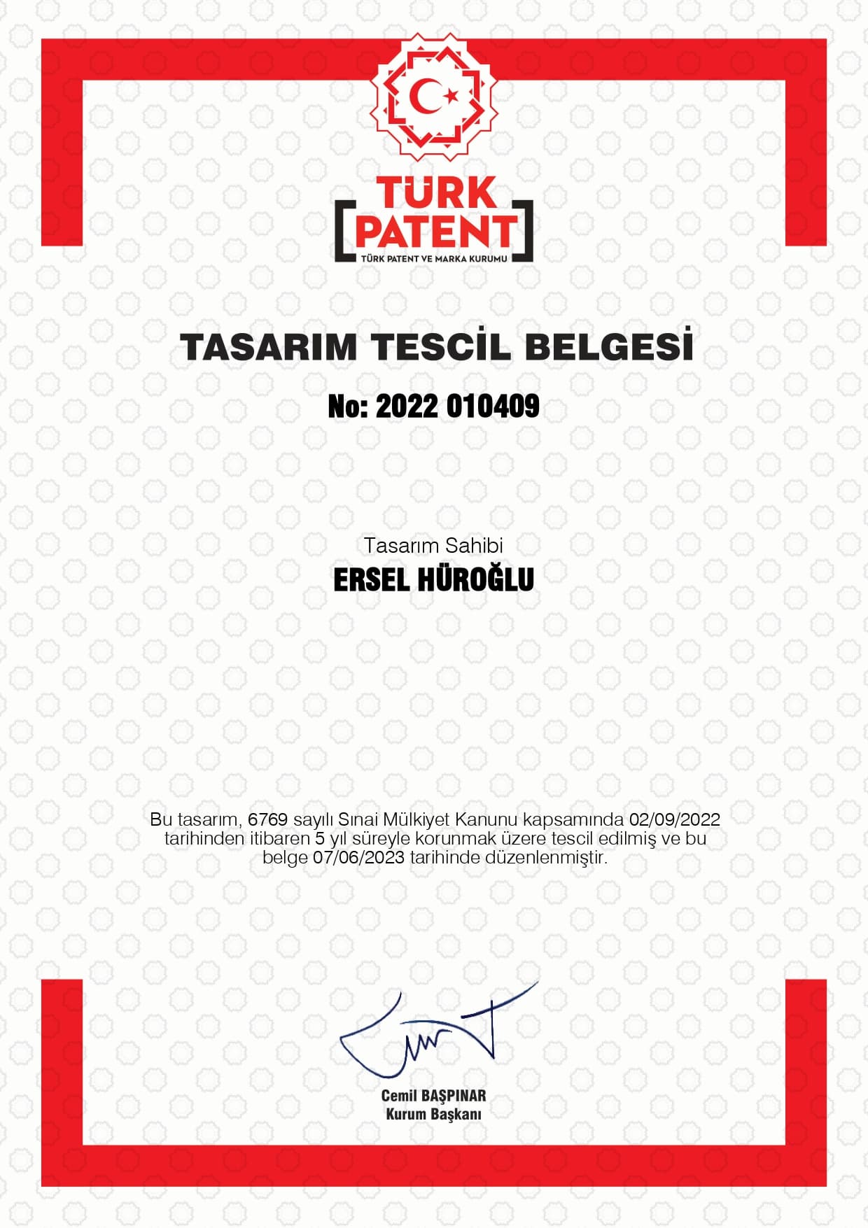 Tasarım Belgesi 2022/101409