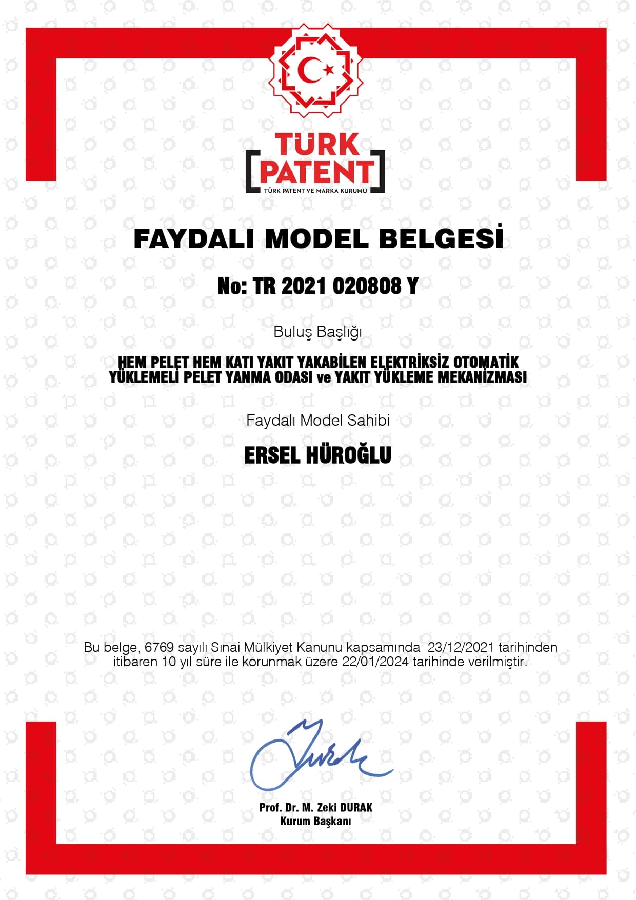 Faydalı Model Belgesi 2021